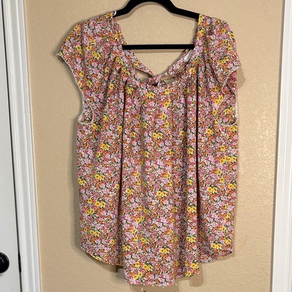 LC Lauren Conrad Floral Blouse - Pink and Yellow